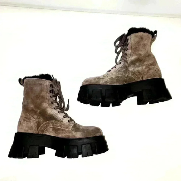 MARC FISHER MLHappier Lug Sole Combat Boots dark grey sz 5.5 M (17SN12) - Picture 4 of 10